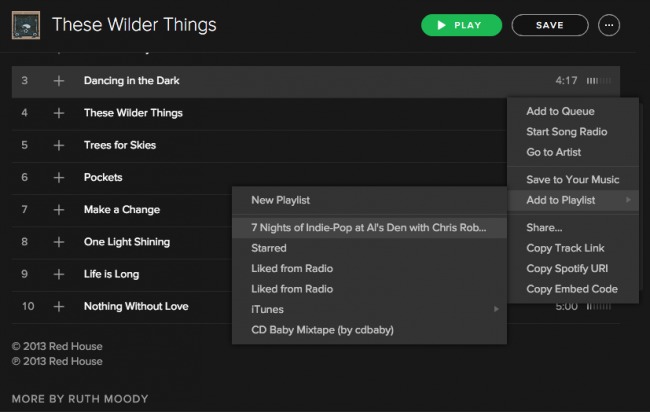 Adding songs to Spotify playlists