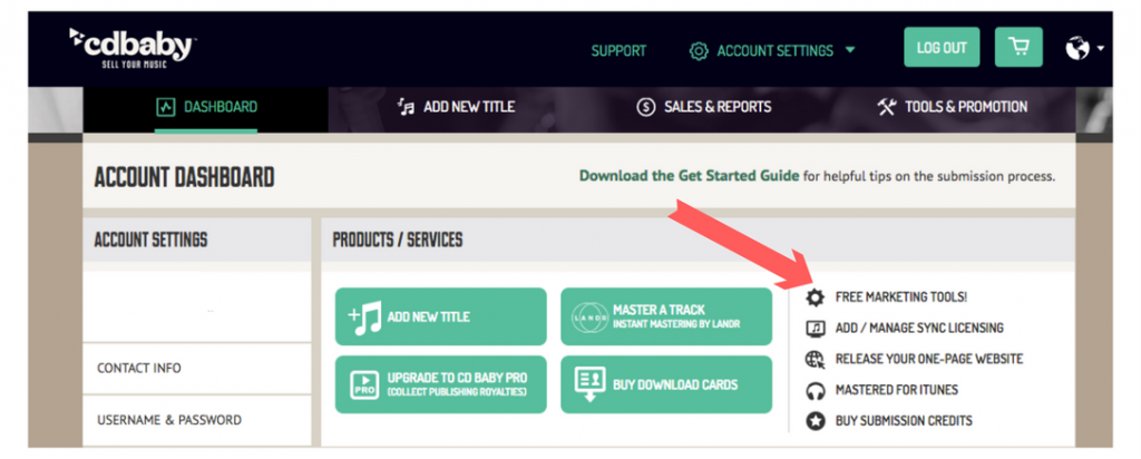 CD Baby offers marketing tools used by major label artists
