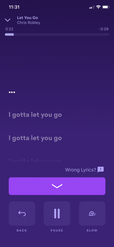 Cycling through lyrics so that they're in sync with the music