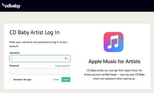 Validating your Apple Music For Artists account with your CD Baby login