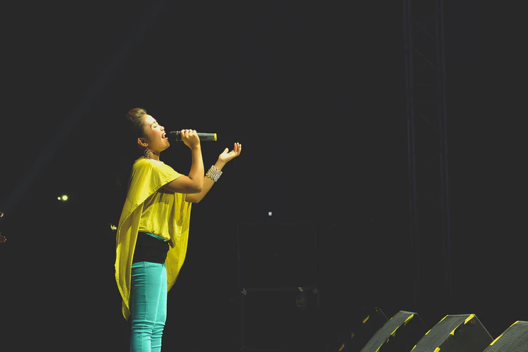 A singer performs