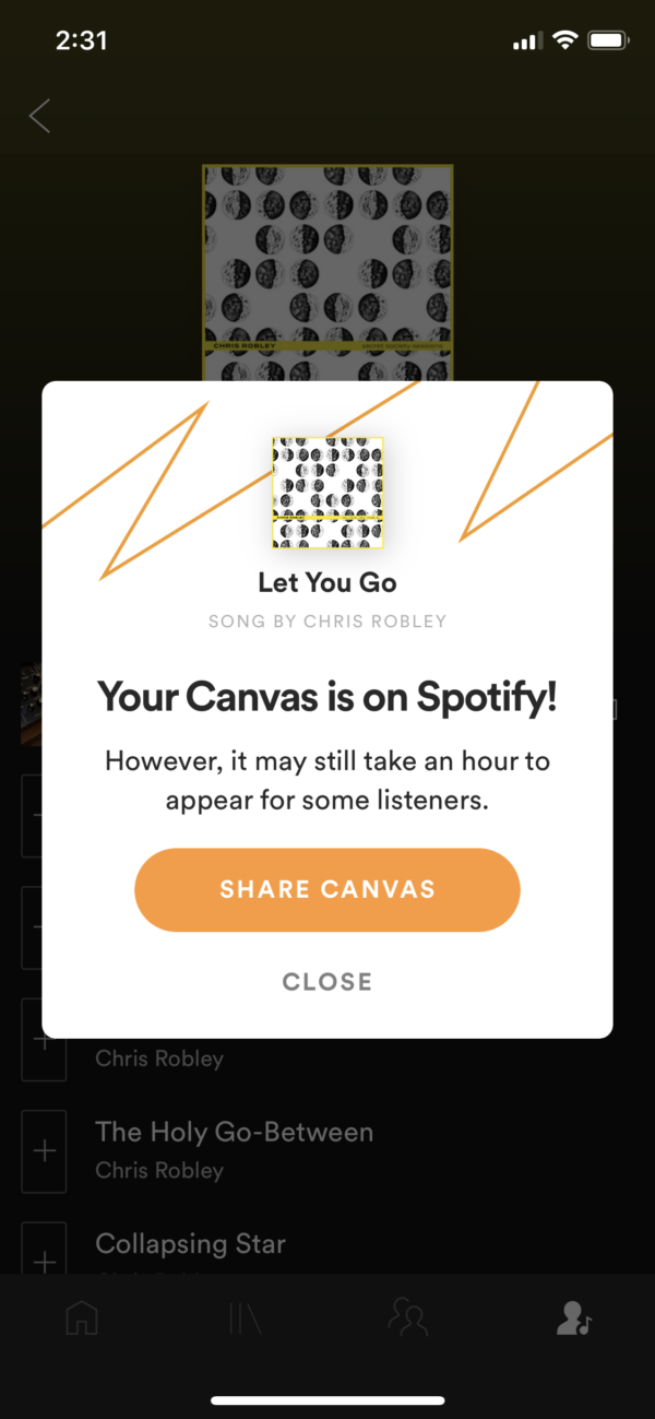 Reviewing and confirming that your Spotify Canvas is ready to use